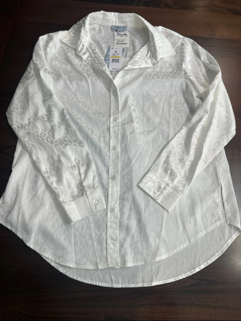 Classic White Jacquard Button-Down Shirt